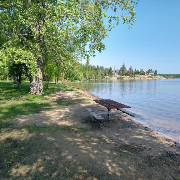 Picnic table at Otter Falls beach