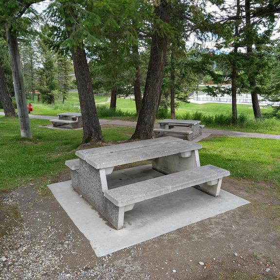 Picnic tables at Legend's Field