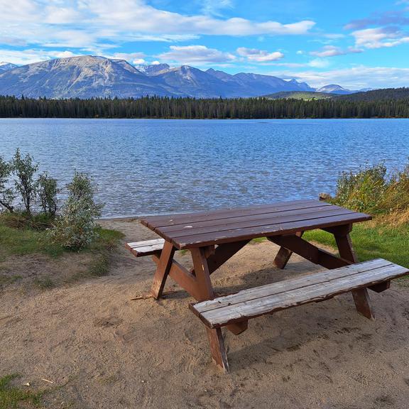 Picnic table at Annette Lake