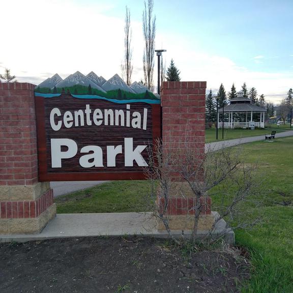Centennial Park sign and gazebo