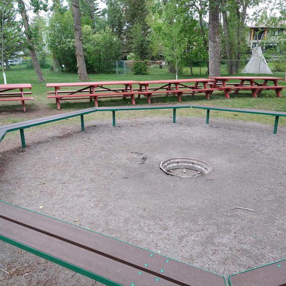 Fire pit and picnic tables at George Lane Park