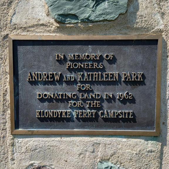 Historic sign at Klondyke Ferry Park