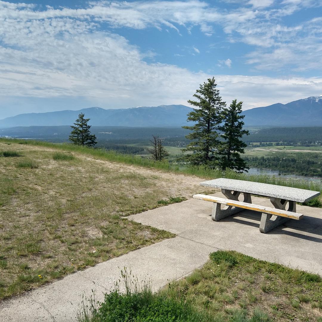 Picnic table and view at Ian Jack Commemorative Monument