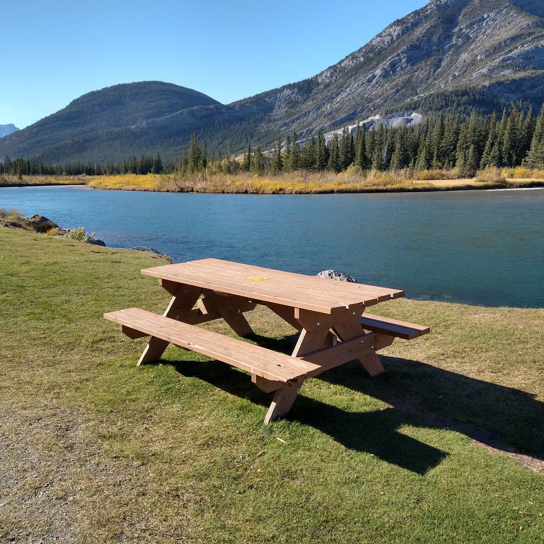 Picnic table at Bow Valley Provincial Park