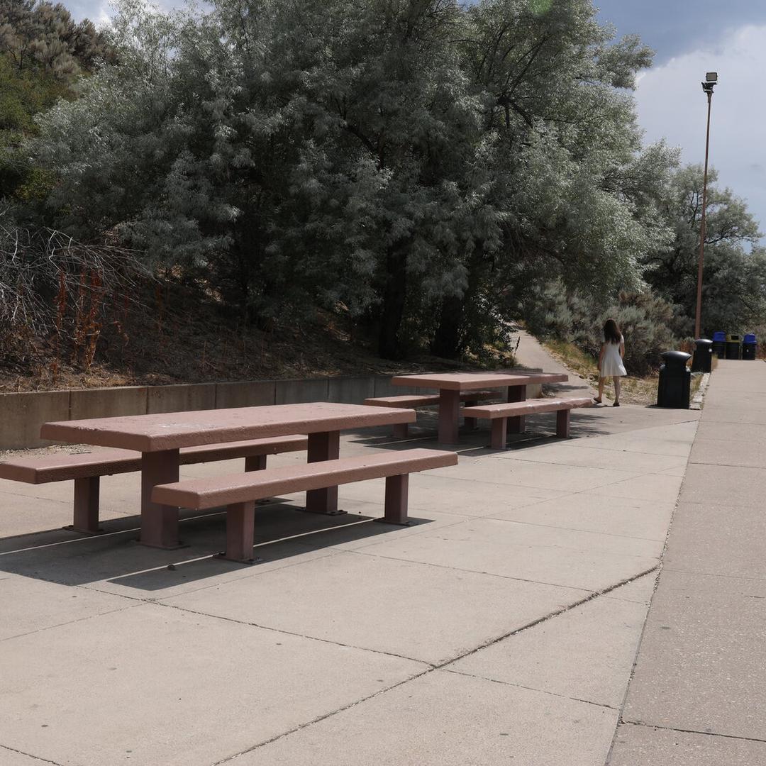 Picnic tables at Echo Canyon Rest Area