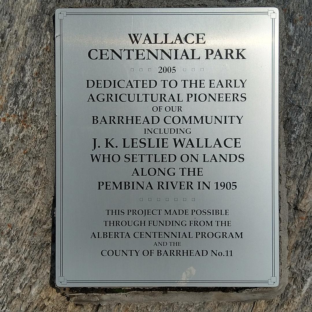 Memorial sign at Wallace Centennial Park