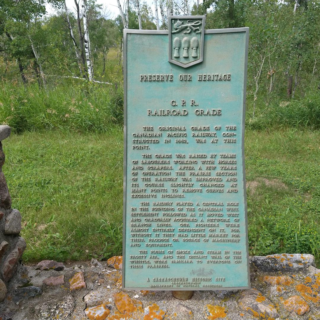 Plaque describing the CPR rail line at the Broadview Recreational Site