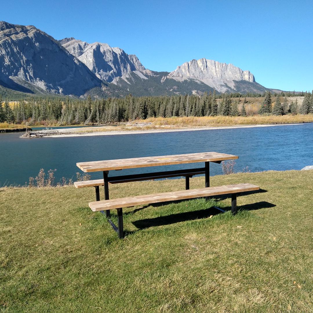 Picnic table at Bow Valley Provincial Park