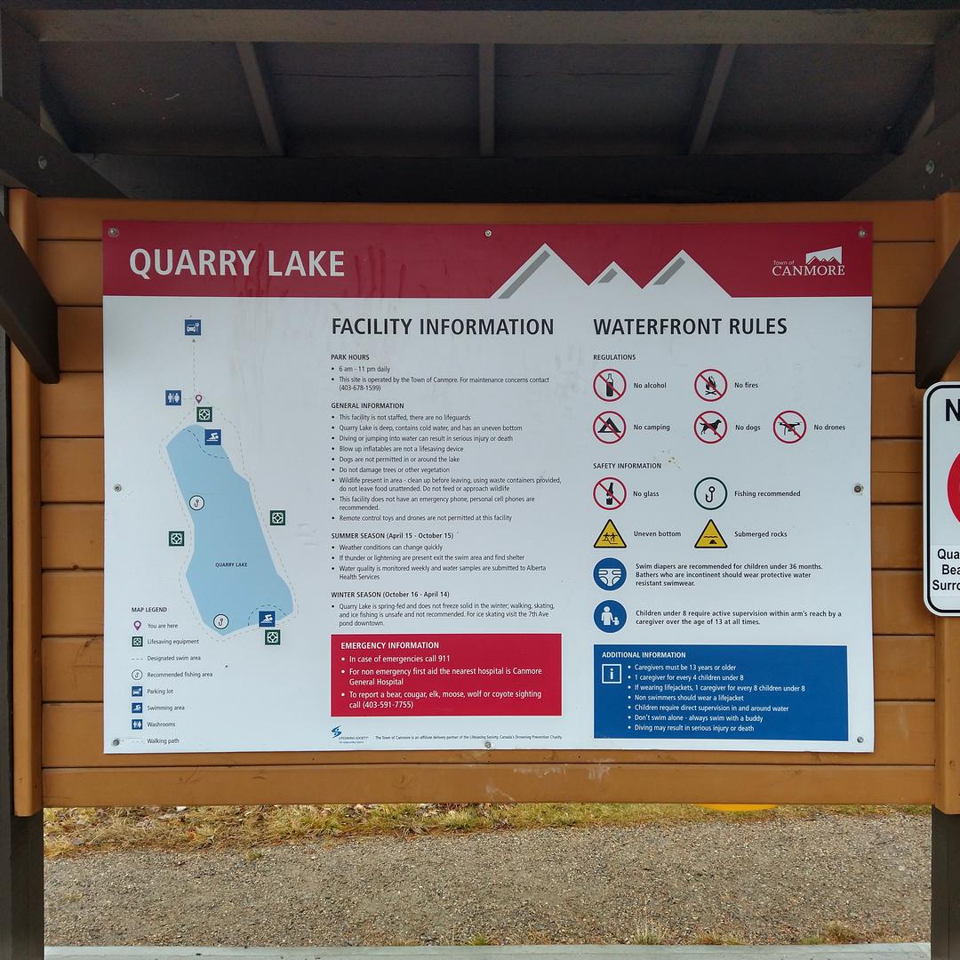 Beach sign at Quarry Lake in Canmore