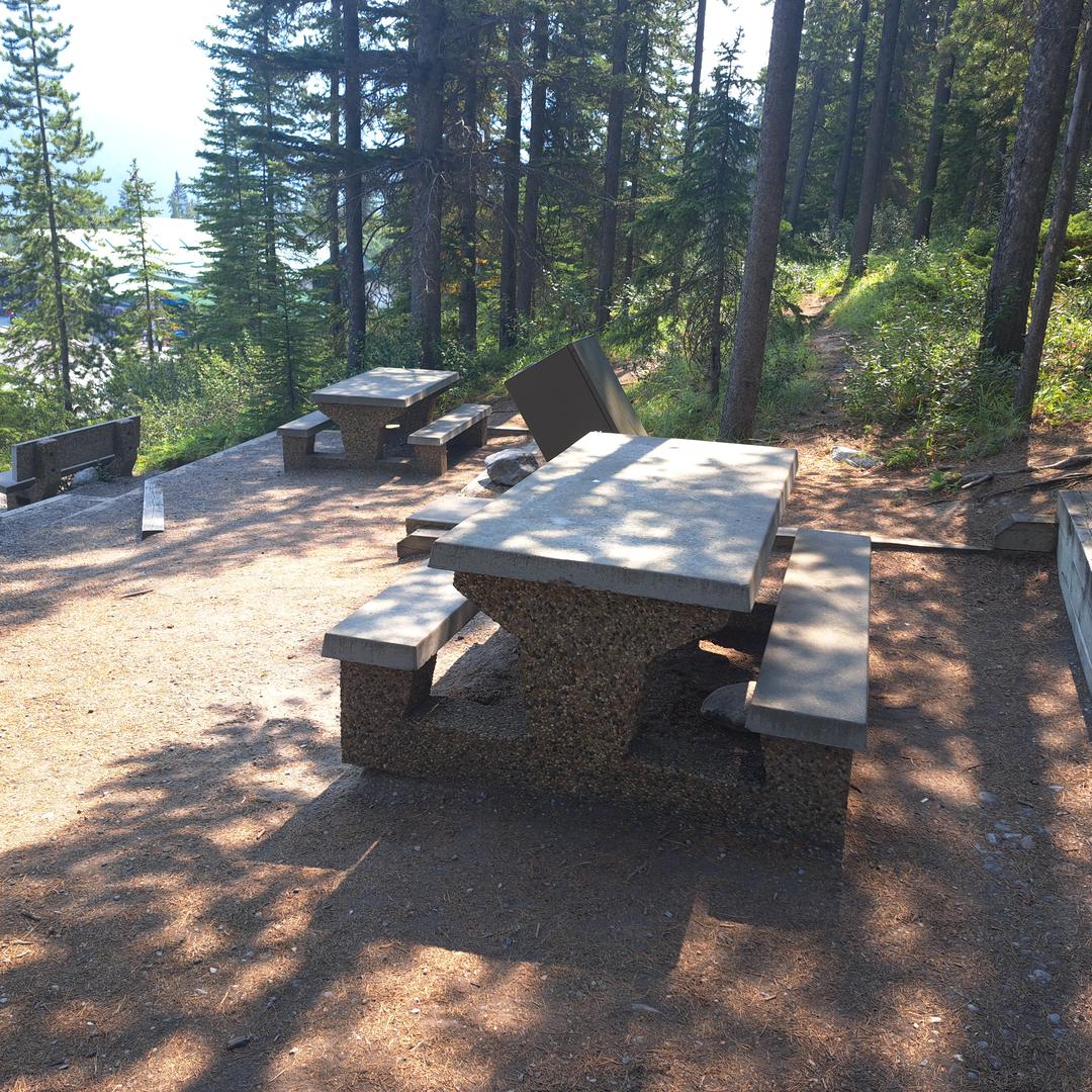 Picnic tables at Banff's Upper Hot Springs